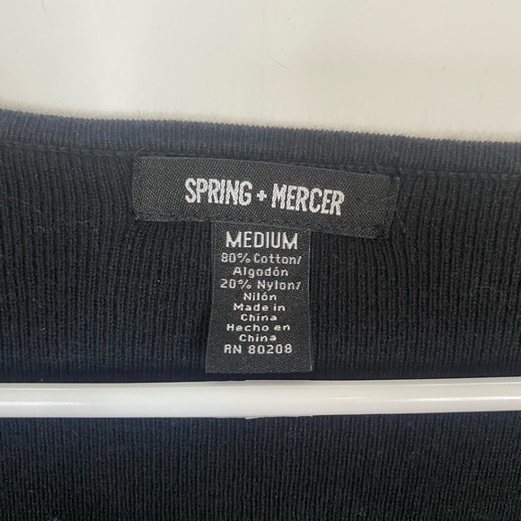 4/25$ SPRING + MERCER Women’s Medium Black V Neck 3/4 Sleeve Knit Cardigan - Picture 3 of 4